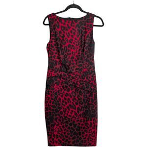 NWT Cache Red Black Animal Print Sleeveless Sheath Dress Size 4